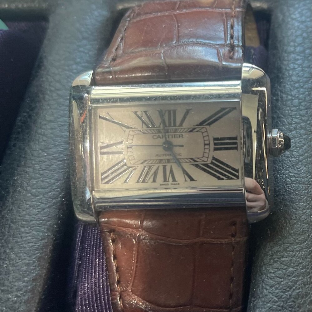 Cartier Vintage Watch w/ Brown Leather Strap Excellent Condition